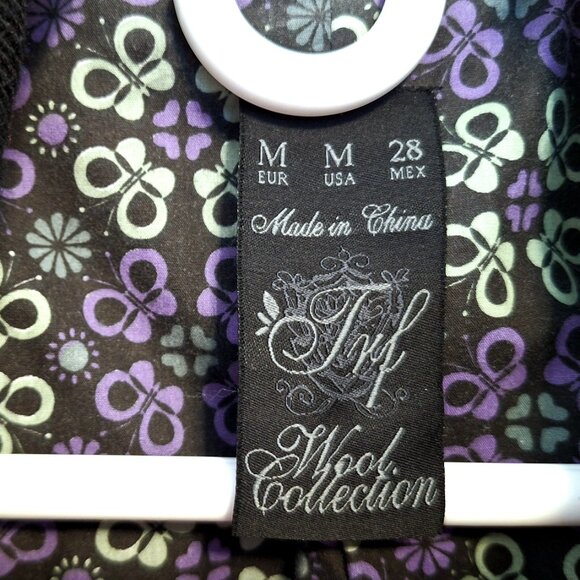 Zara TRF black wool blend jacket with cute floral lining - Picture 9 of 17